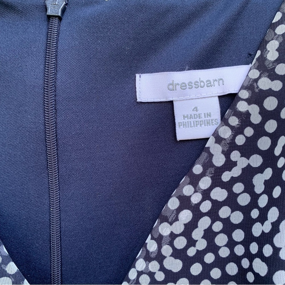 DRESS BARN polka dot sleeveless v neck fit and flare midi dress spring summer - Picture 8 of 9